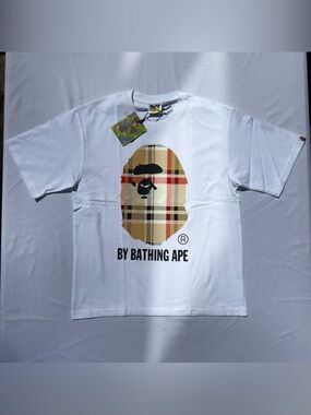 Bape x Burberry “A Bathing Ape” Plaid Ape Logo Graphic Tee